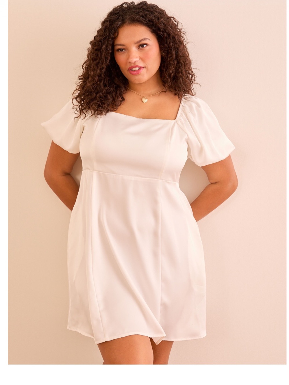 ARULA Nadia Satin Mini Dress in White
